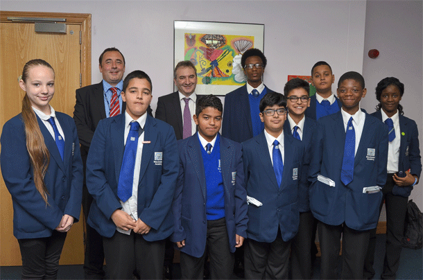Stars of the Week students with Andy Griffin, Executive Principal and Chris Wormald, Permanent Secretary for Department for Education
